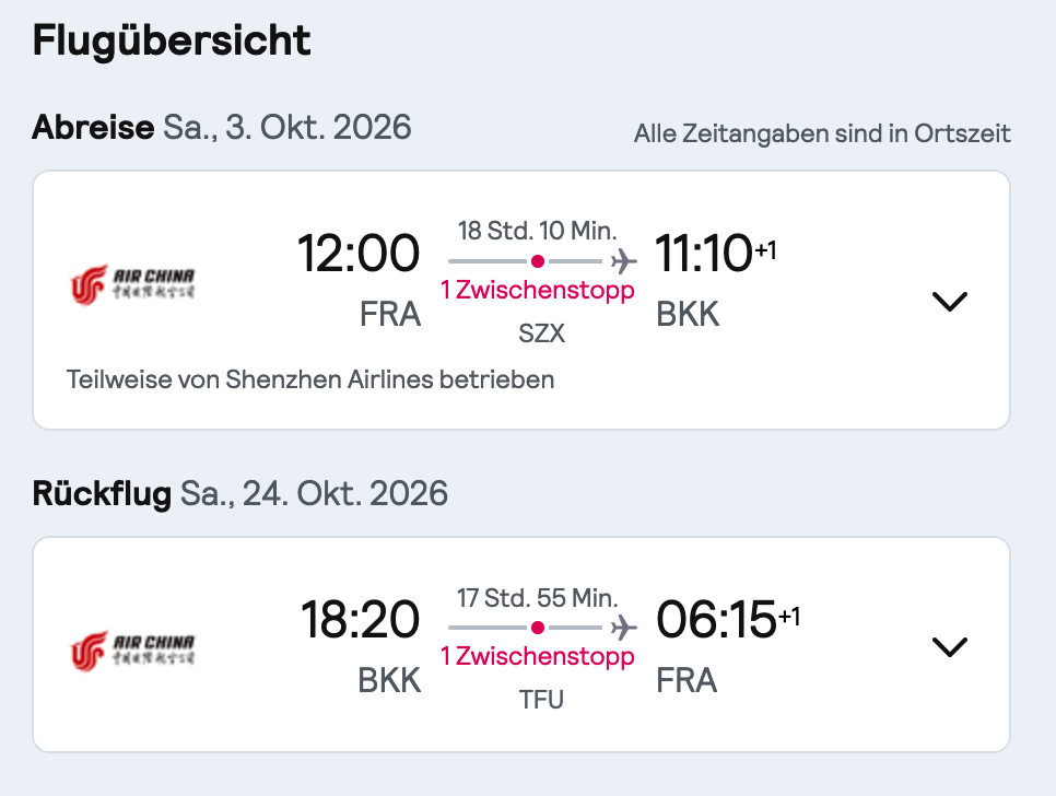 Business Class nach Bangkok ab Frankfurt für nur 2.168 € – Air China überrascht mit Top-Angebot