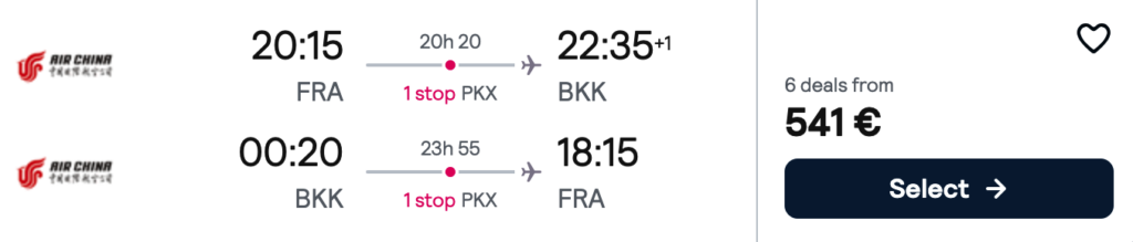 BUSINESS CLASS NACH BANGKOK FÜR NUR 1.184 €
Oder Economy ab 541 €