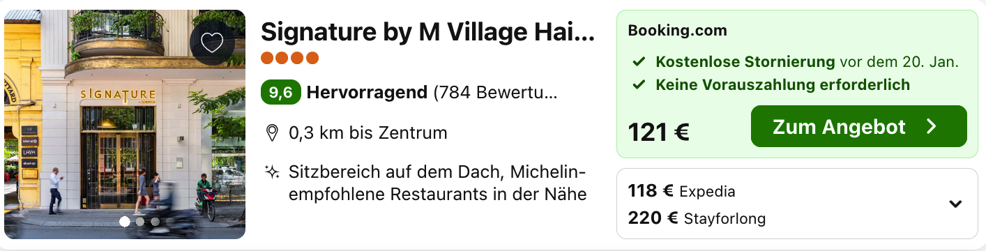 Signature by M Village Hai Bà Trưng: Booking.com-Angebot für 121 Euro, keine Vorauszahlung erforderlich.
