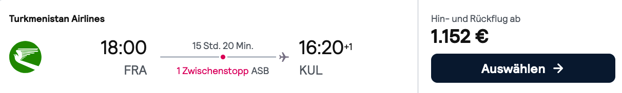 Kuala Lumpur: Business Class für 1.152 Euro
