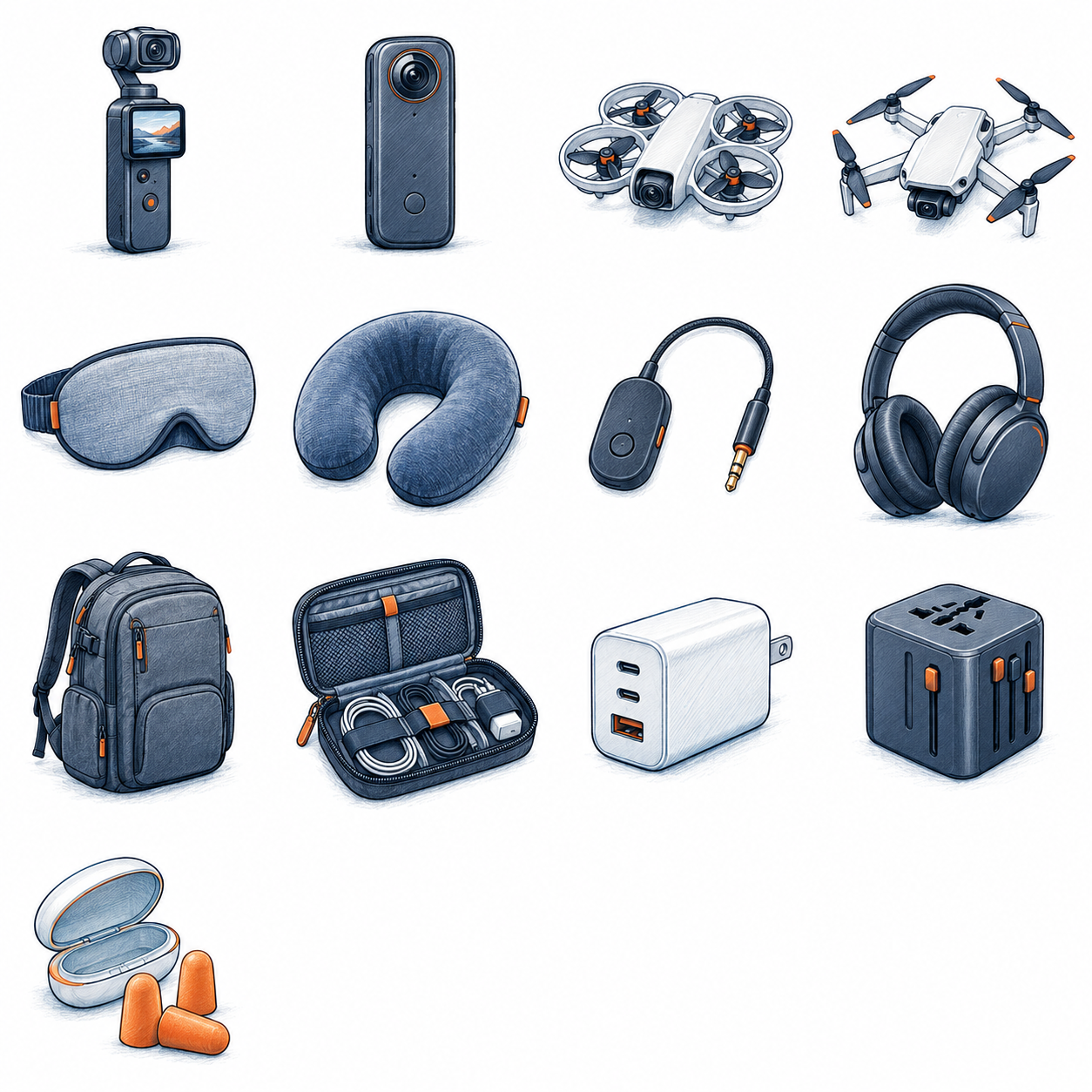 Illustrative Skizze: Gimbal-Kamera – keine exakte Produktabbildung