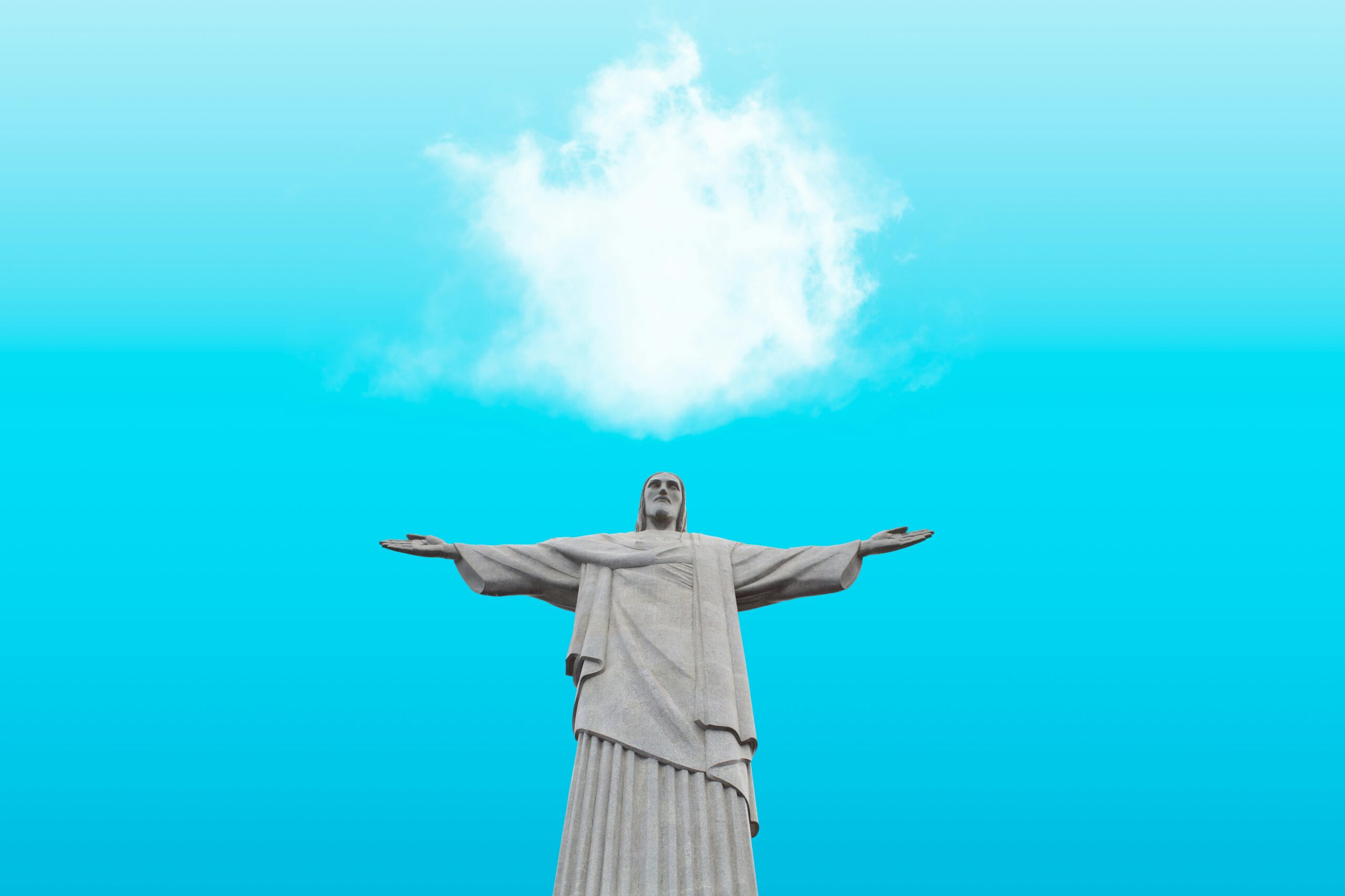 Rio de Janeiro: Christusstatue vor blauem Himmel